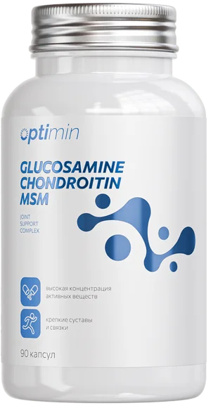 Банка Optimin Глюкозамин + Хондроитин + МСМ